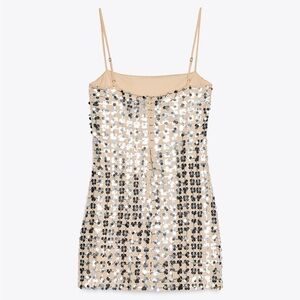 Zara Gold and Silver Spaghetti Strap Mini Dress